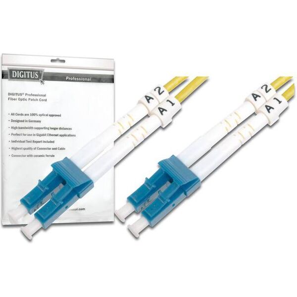 Digitus Patchcord światłowodowy, LC/LC, 125µm, Duplex, 2m, żółty (DK-2933-02)