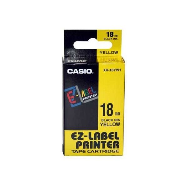 Casio Taśma XR-18YW1, czarny druk/żółty podkład, nielaminowany, 8m, 18mm