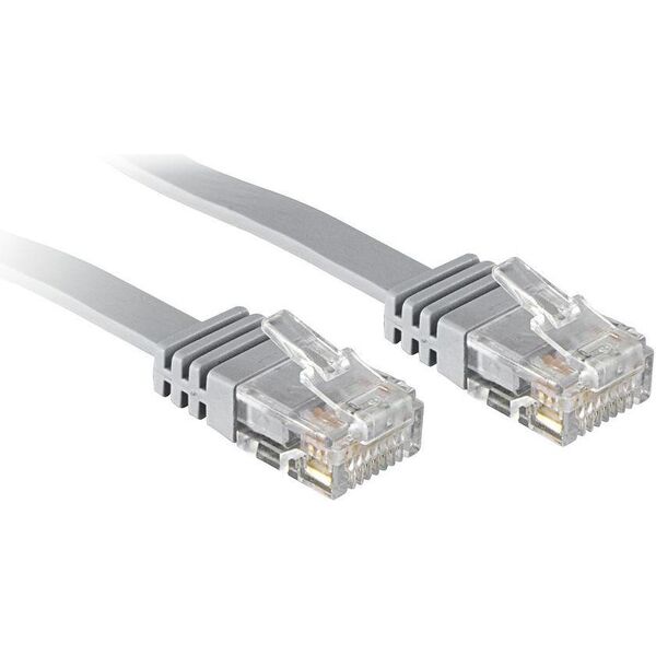 Lindy Patchcord Cat.6, U/UTP, płaski, 0.3m, szary (47490)
