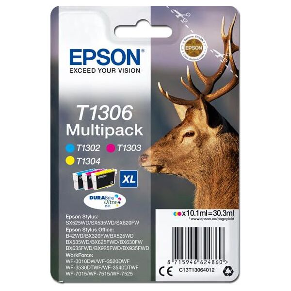 Tusz Epson Tusz T1306 zestaw CMY (T1302+T1303+T1304) (C13T13064012)