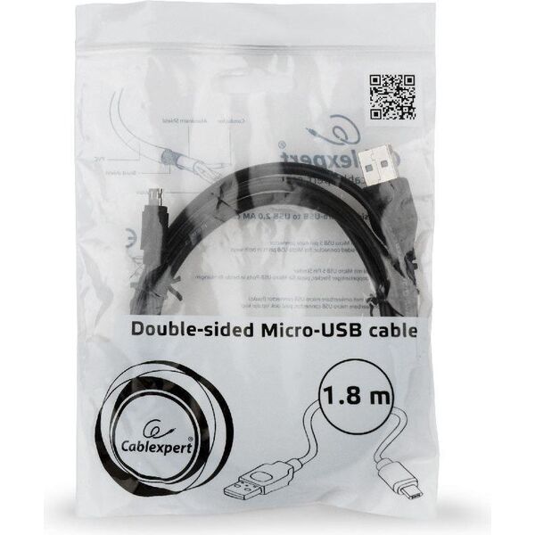 Kabel USB Gembird USB-A - microUSB 1.8 m Czarny (CC-USB2-AMmDM-6)