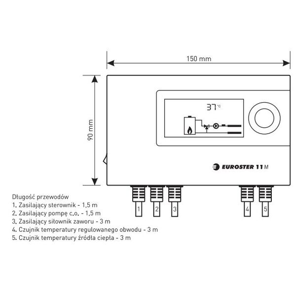 Euroster Elektroniczny programowalny sterownik 11 M pompy C.O. E11M