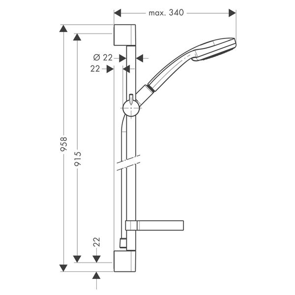 Zestaw prysznicowy Hansgrohe Croma 100 przesuwny chrom (27771000)