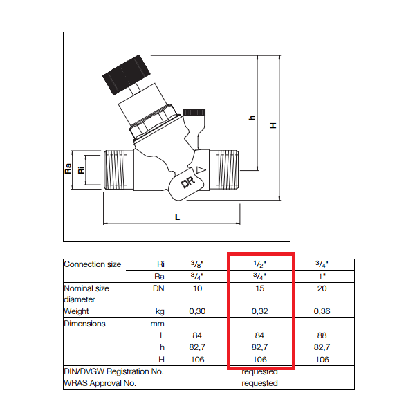 Honeywell Regulator ciśnienia 1/2" - D04FM-1/2A