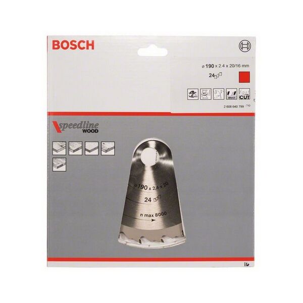 Bosch Tarcza pilarska SPEEDLINE WOOD 190x2,4x20mm 24Z 2 608 640 799