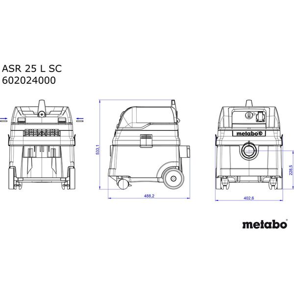 Odkurzacz przemysłowy Metabo ASR 25 L SC