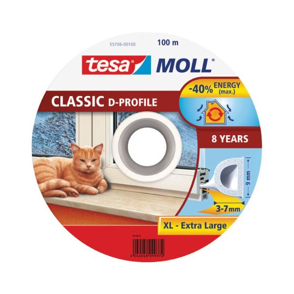 Tesa Uszczelka gumowa 9mm profil D biała 100m (5570600)