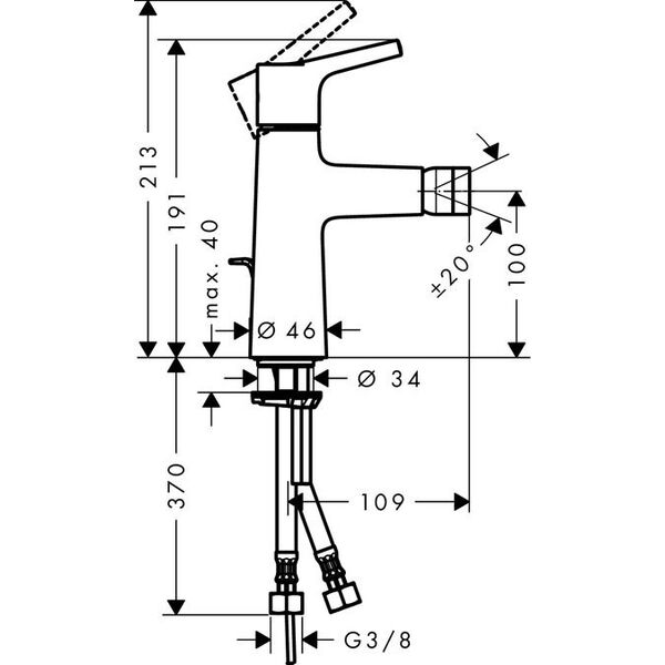 Bateria bidetowa Hansgrohe Talis S stojąca chrom (72200000)