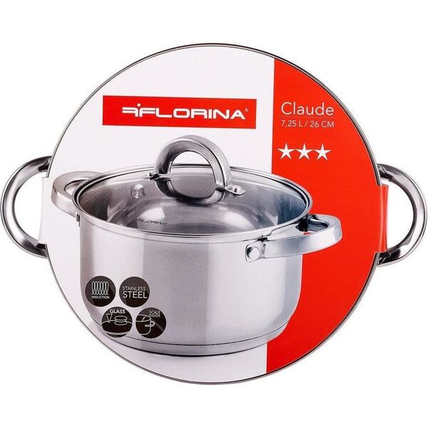 Florina Garnek ze stali nierdzewnej z pokrywką Florina Claude 26 cm 7,25 l