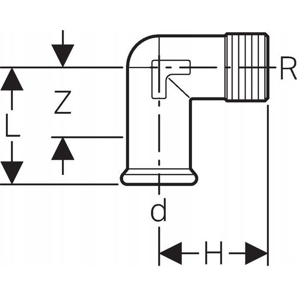 Geberit Mapress C-Stahl - Kolano przejciowe 90° z gw.zewn. d15-R 1/2 [20] - 21613