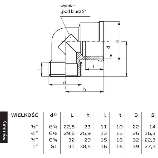 Perfexim Kolano mosiężne GW - GZ 1" (07-214-0250-000)