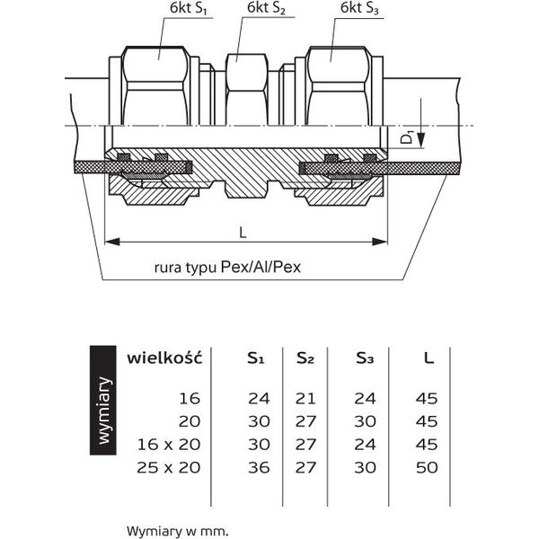 Perfexim Mufa skręcana 703 20 x 16mm (61-003-1620-000)