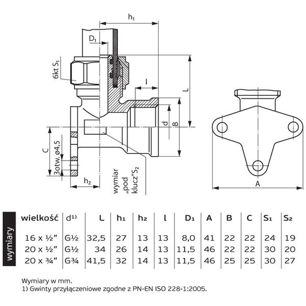 Perfexim Kolano skręcane z łapami 707 20xG1/2 W (61-007-2015-000)