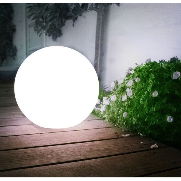 GreenBlue Solarna lampa wolnostojaca ogrodowa - kula 15x15x48cm, bialy LED (GB121)