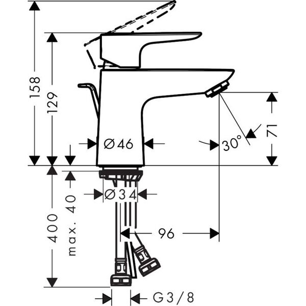 Bateria umywalkowa Hansgrohe Talis E stojąca chrom (71700000)