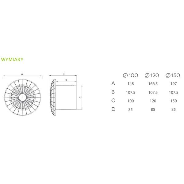 airRoxy Wentylator sufitowy 100mm 15W /łożyska kulkowe/ aRid 100 BB