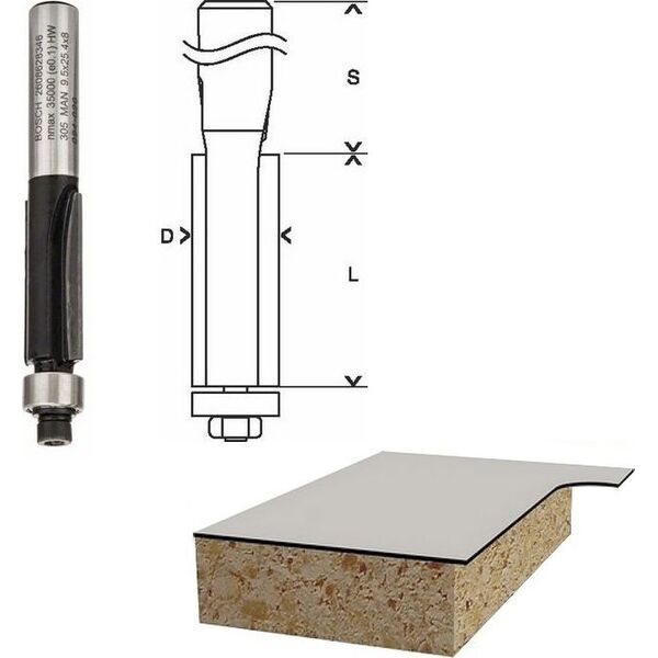Bosch Frez do krawędzi R 12,7x8x25 mm (2.608.628.348)