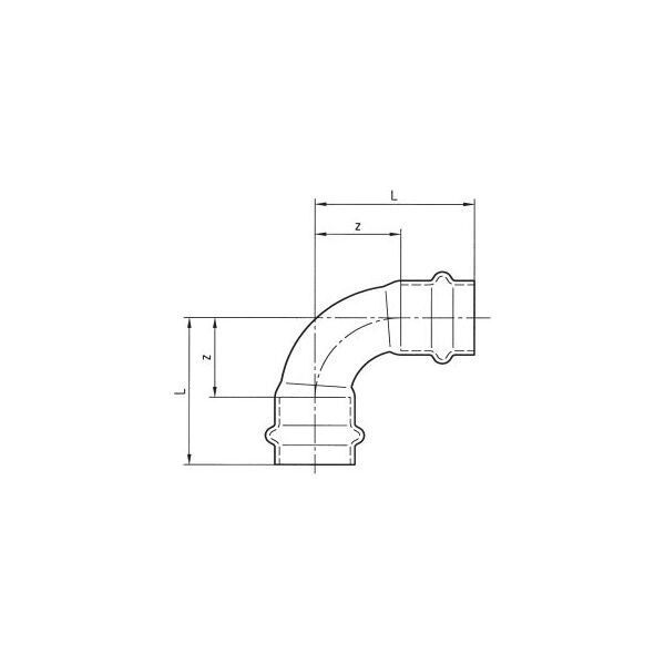 Conex Łuk dwukielichowy 90° mm z serii B Press miedziane 28mm (P500202800000)