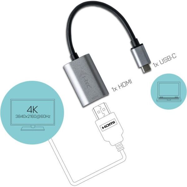 Adapter USB I-TEC USB-C - HDMI Srebrny  (C31METALHDMI60HZ)