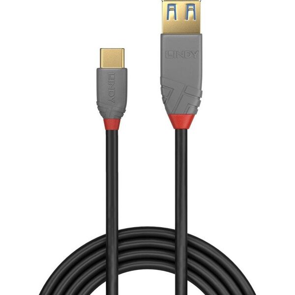 Kabel USB Lindy USB-A - USB-C 0.5 m Czarny (36910)
