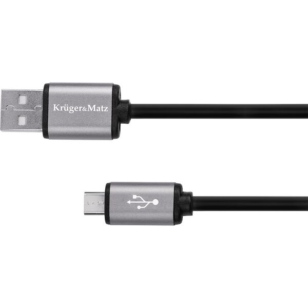 Kabel USB Kruger&Matz USB-A - microUSB 1.8 m Srebrny (KM1236)