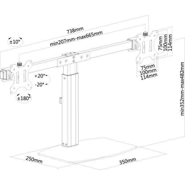 Neomounts Stojak biurkowy na 2 monitory 10" - 27" (FPMA-D865DBLACK)