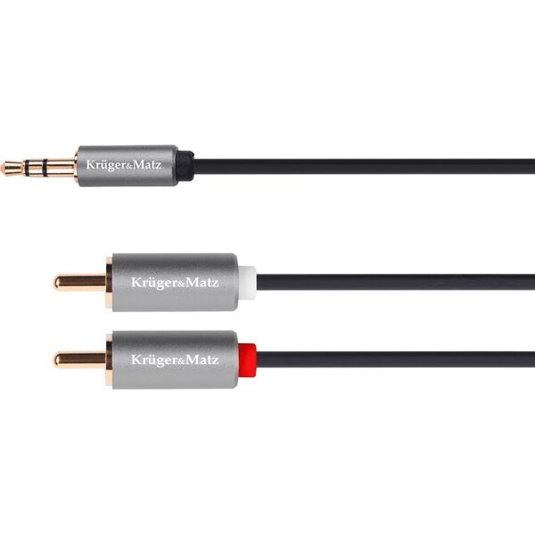 Kabel Kruger&Matz Jack 3.5mm - RCA (Cinch) x2 5m srebrny (5069)