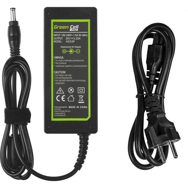 Zasilacz do laptopa Green Cell 65 W, 2.5 mm, 3.2 A, 20 V (AD33P)
