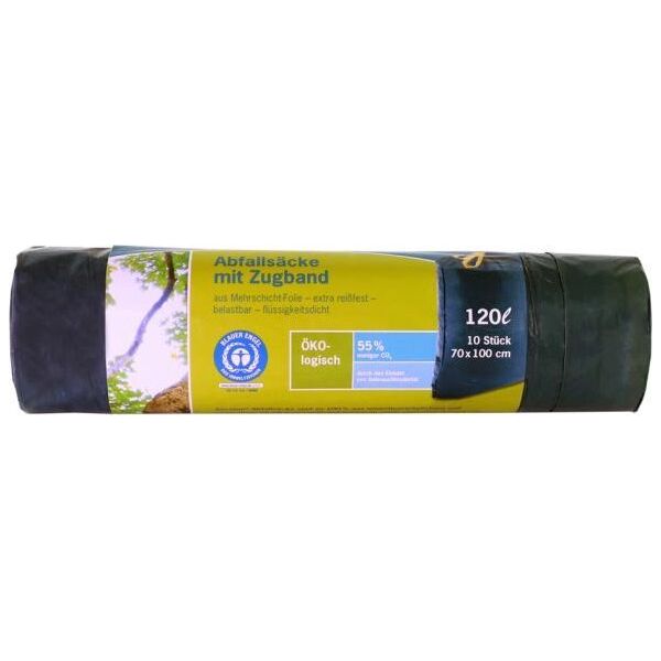 Secolan 1x10 Secolan Duty Heavy Garbage Bags, drawstring 120 l grey/sw