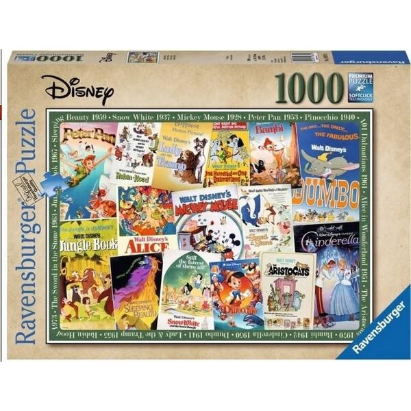 Ravensburger Puzzle 1000 elementów - Filmowe Plakaty Disneya