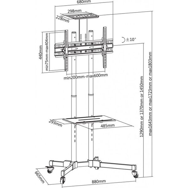 Reflecta Stojak podłogowy Stand 70VCE-Shelf 37'' - 70''