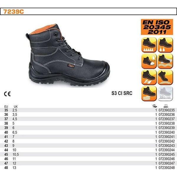 Beta Tools trzewiki robocze skórzane, mrozoodporne -20 stopni, rozmiar 44 (BE 7239C/44)