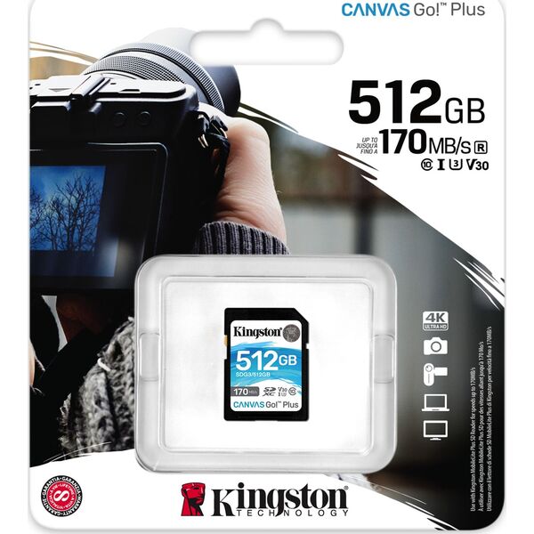 Karta Kingston Canvas Go! Plus SDXC 512 GB Class 10 UHS-I/U3 V30 (SDG3/512GB)