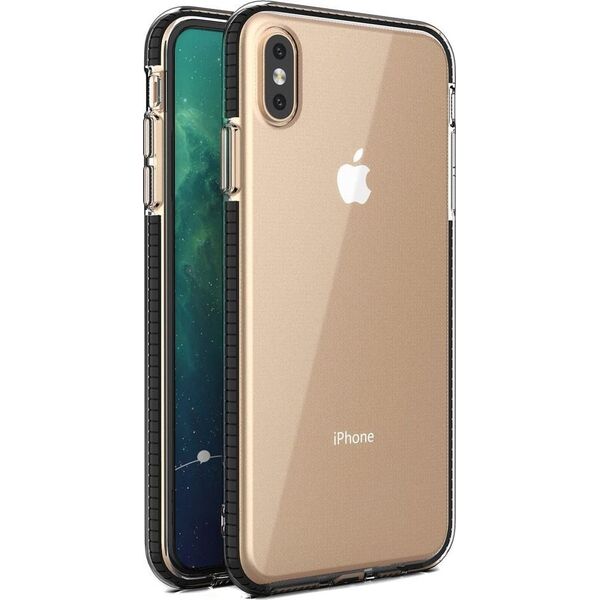 Hurtel Spring Case pokrowiec żelowe etui z kolorową ramką do iPhone XS Max czarny