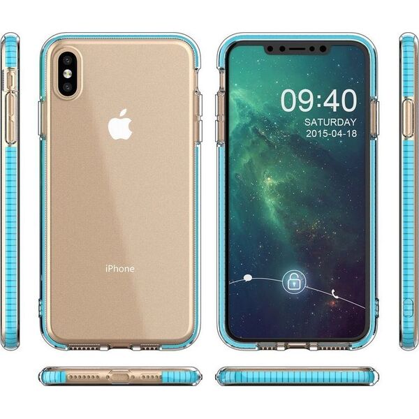 Hurtel Spring Case pokrowiec żelowe etui z kolorową ramką do iPhone XS Max czarny