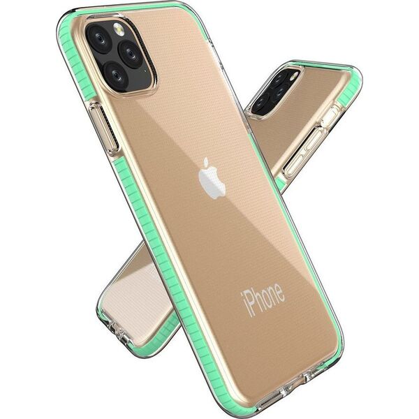 Hurtel Spring Case pokrowiec żelowe etui z kolorową ramką do iPhone 11 Pro Max ciemnoróżowy