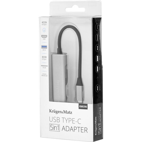 Stacja/replikator Kruger&Matz Adapter USB-C Kruger Matz 5w1 PD 4K SD USB
