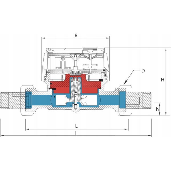 BMETERS Wodomierz antymagnetyczny GSD8-I ciepła woda, 3/4" AC Q3-4,0 m3/h, Tmax:90°C,L=130mm, MID R100/R50 AM
