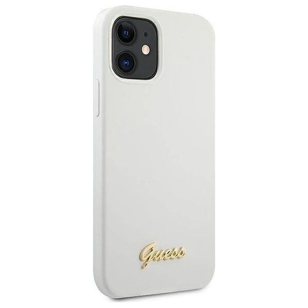 Guess Etui Guess GUHCP12SLSLMGWH Apple iPhone 12 mini biały/white hardcase Metal Logo Script