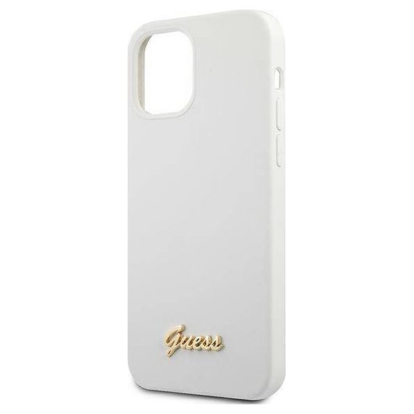 Guess Etui Guess GUHCP12SLSLMGWH Apple iPhone 12 mini biały/white hardcase Metal Logo Script