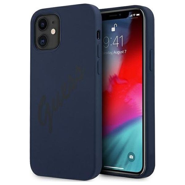Guess Etui Guess GUHCP12SLSVSBL Apple iPhone 12 mini niebieski/blue hardcase Script Vintage