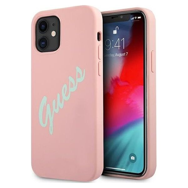 Guess Etui Guess GUHCP12SLSVSPG Apple iPhone 12 mini różowo zielony/green pink hardcase Silicone Vintage