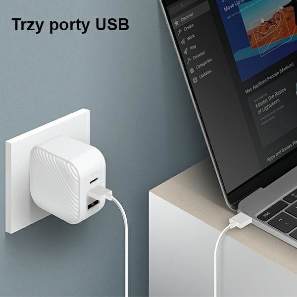 Ładowarka Uniq Verge Pro 1x USB-A 2x USB-C 3 A (UNIQ358WHT)