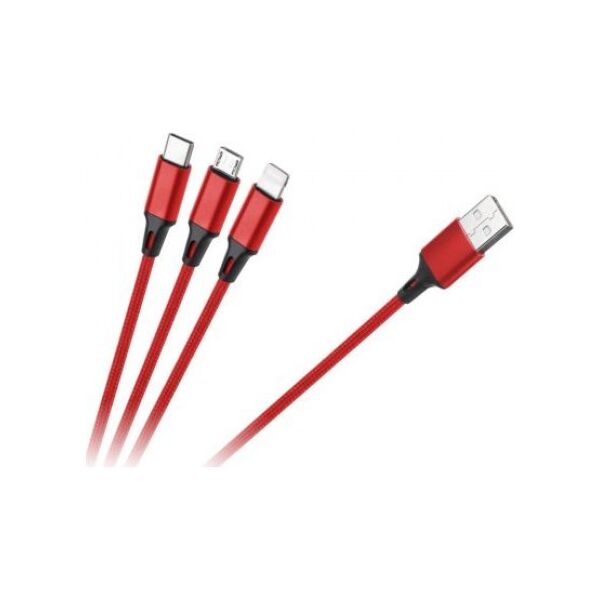 Kabel USB Rebel USB-A - USB-C 1 m Czerwony (RB-6005-100-B)