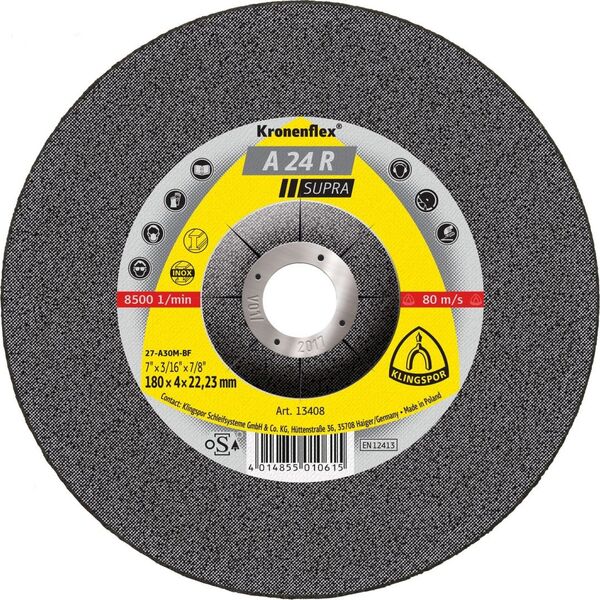 Klingspor TARCZA DO CIĘCIA-STAL A24R SUPRA 125*2,5*22 PŁ.SZT.1(45430A) KL13295 KLINGSPOR