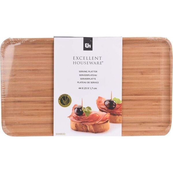 Excellent Houseware Talerz drewniany BAMBUSOWY prostokątny taca patera 44x25 cm