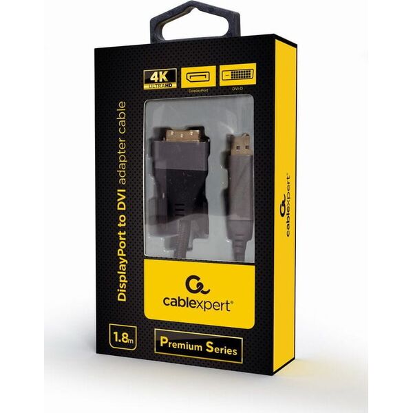 Kabel Gembird DisplayPort - DVI-D 1.8m czarny (CC-DPM-DVIM-4K-6)
