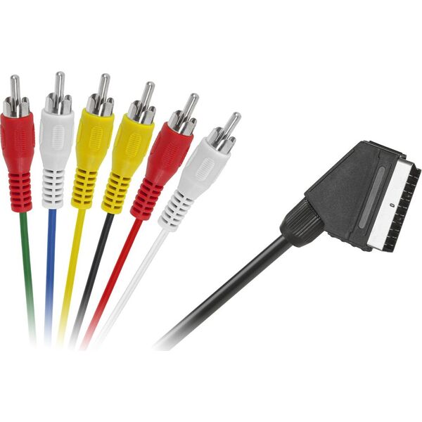 Kabel Scart - RCA (Cinch) x6 1.2m czarny (LEC-KPO2711-1,2)