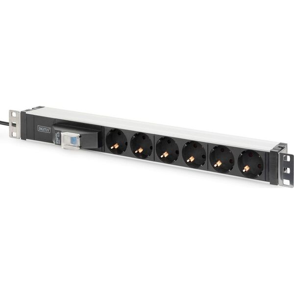 Digitus 1U przeciwprzepięciowa 6 gniazd czarna (DN-95417)