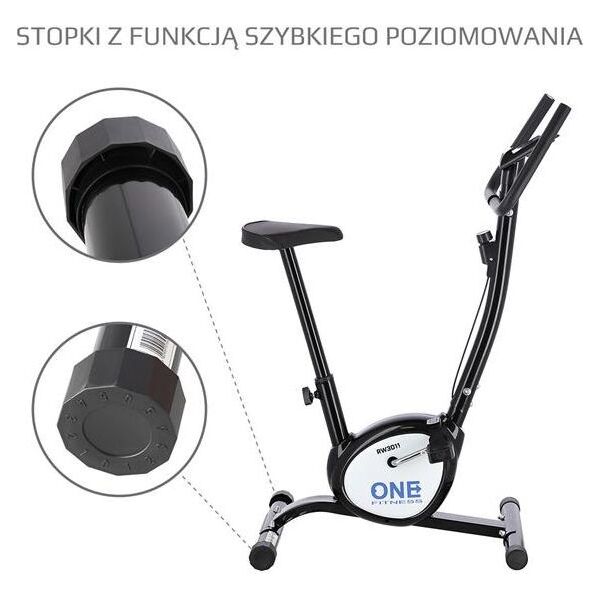 Rower stacjonarny One Fitness treningowy mechaniczny RW3011 czarno-biały